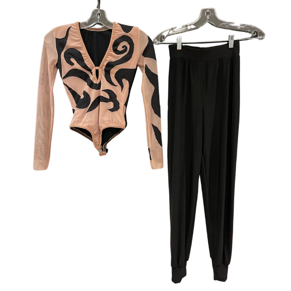 Beige/Black Bodysuit & Pants Wesley Tang